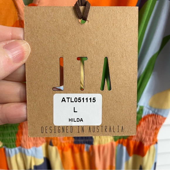 NWT Abel the Label Anthropologie Hilda Floral Maxi Dress Smocked Waist Size L - Picture 9 of 14